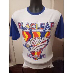 NWT Black Leaf Men's Casual T-Shirt MEDIUM M Brand New White Blue Short Sleeve